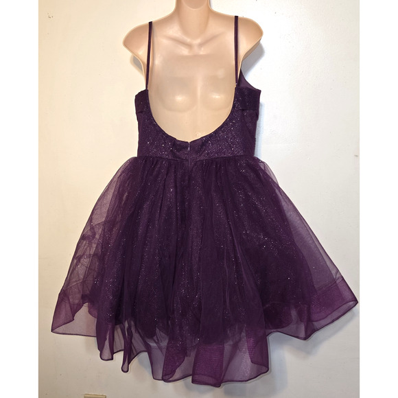 Chong Xiao Purple Tulle Dress Medium? Sparkly Fit And Flare Skater NWT Party - Picture 9 of 16